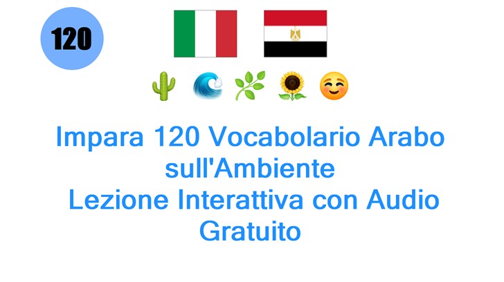 Impara 120 Vocabolario Arabo sullAmbiente: Lezione Interattiva con Audio Gratuito